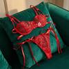 Embroidery Lace Bra with Panties Suspender Lace Up Underpants  Valentine's Day Gift