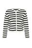 Women's Fashion Stylish Cardigan Navy Blue Soft Textured Striped Jacket Look Knitwear Cardigan