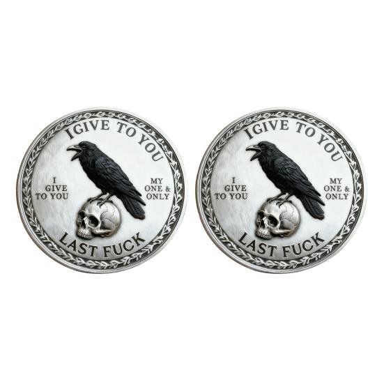 1/2/3/5Pcs Raven Skull Souvenir Coin Heavy Duty Attitude Crow Challenge Coin Token of Freedom and Humor Metal Badge Home Decoration