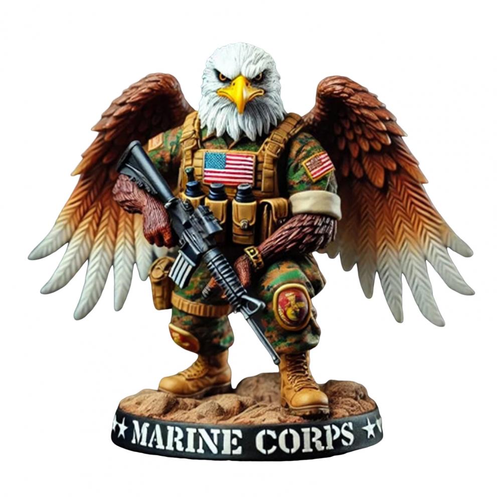Eagle Soldier Statue Resin Military Eagle Figurine Patriotic Desktop Soldier Ornament for Independence Day Decor
