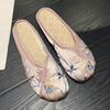 Flower Embroider Hanfu Slippers Soft Bottom Satin Sandals  Hanfu Accessories