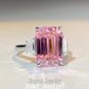 Emerald Cut Pink Zircon Diamond 925 Silver Ring for Women
