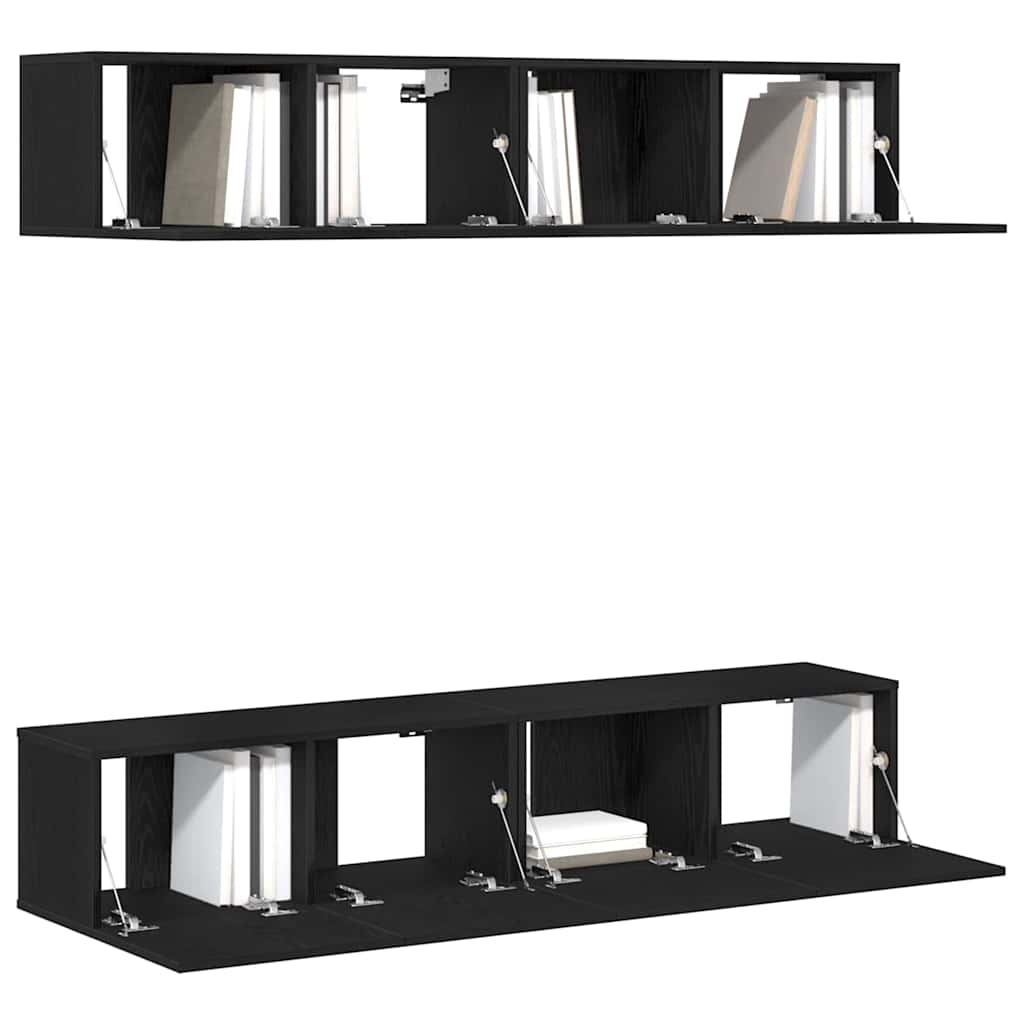 TV Cabinet Set 4 pcs Black Oak Effect 80 x 30 x 30 cm