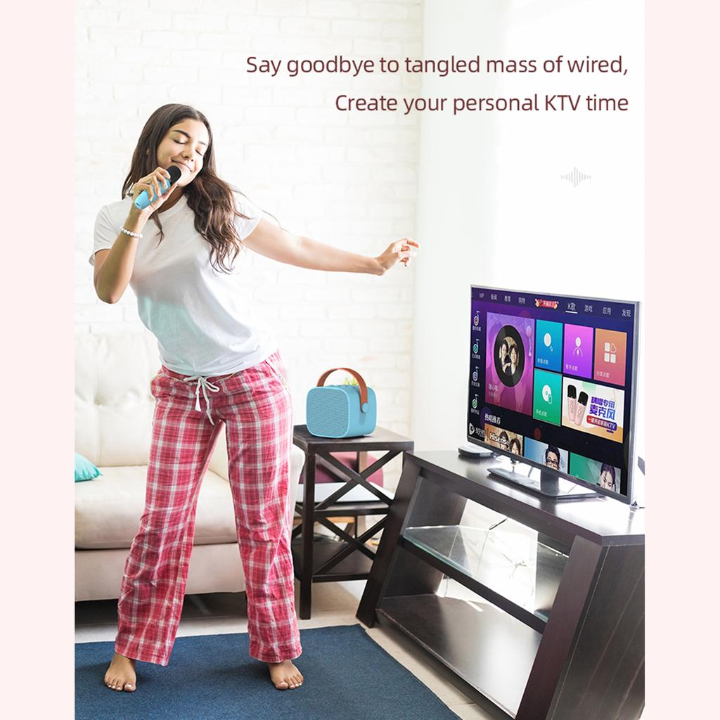 Мини-караоке-динамик BT для караоке с беспроводными микрофонами для домашней вечеринки для взрослых и детей