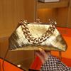 Leather Weaving Bag with Thick Chain Handle Dumpling Bag New Design Crossbody Bag for Luxury Women's Party Cluth Bags