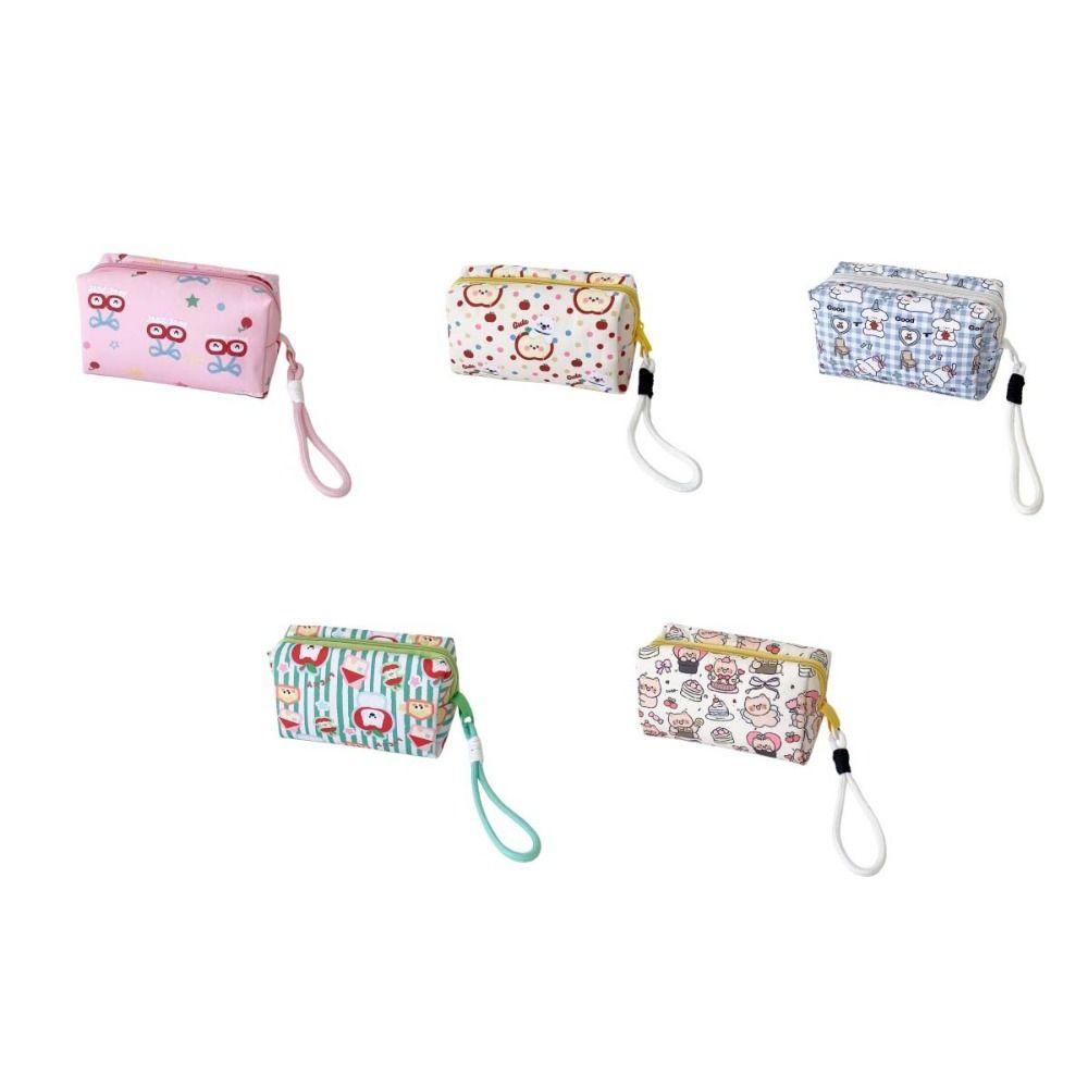 Pen Bag Cloth Cartoon Stationery Bag Puppy Cat Bear Print Pencil Pouch Office