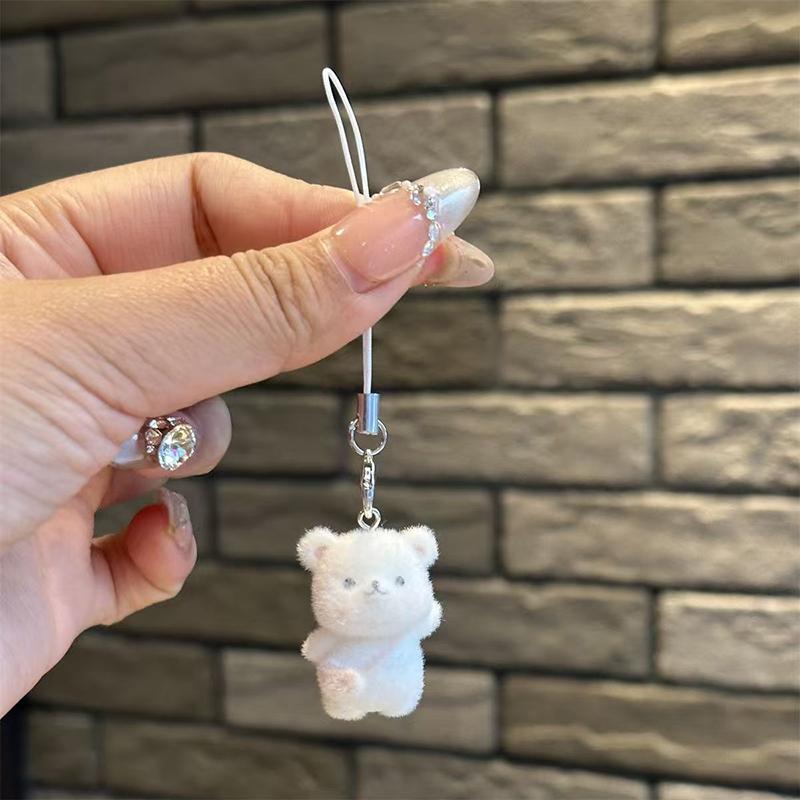 3D Флокирование Милый Подвеска в виде Животного Телефонный Шнур Подвесной Брелок Брелки Аксессуары Для Сделай Сам Подарки Для Девочек