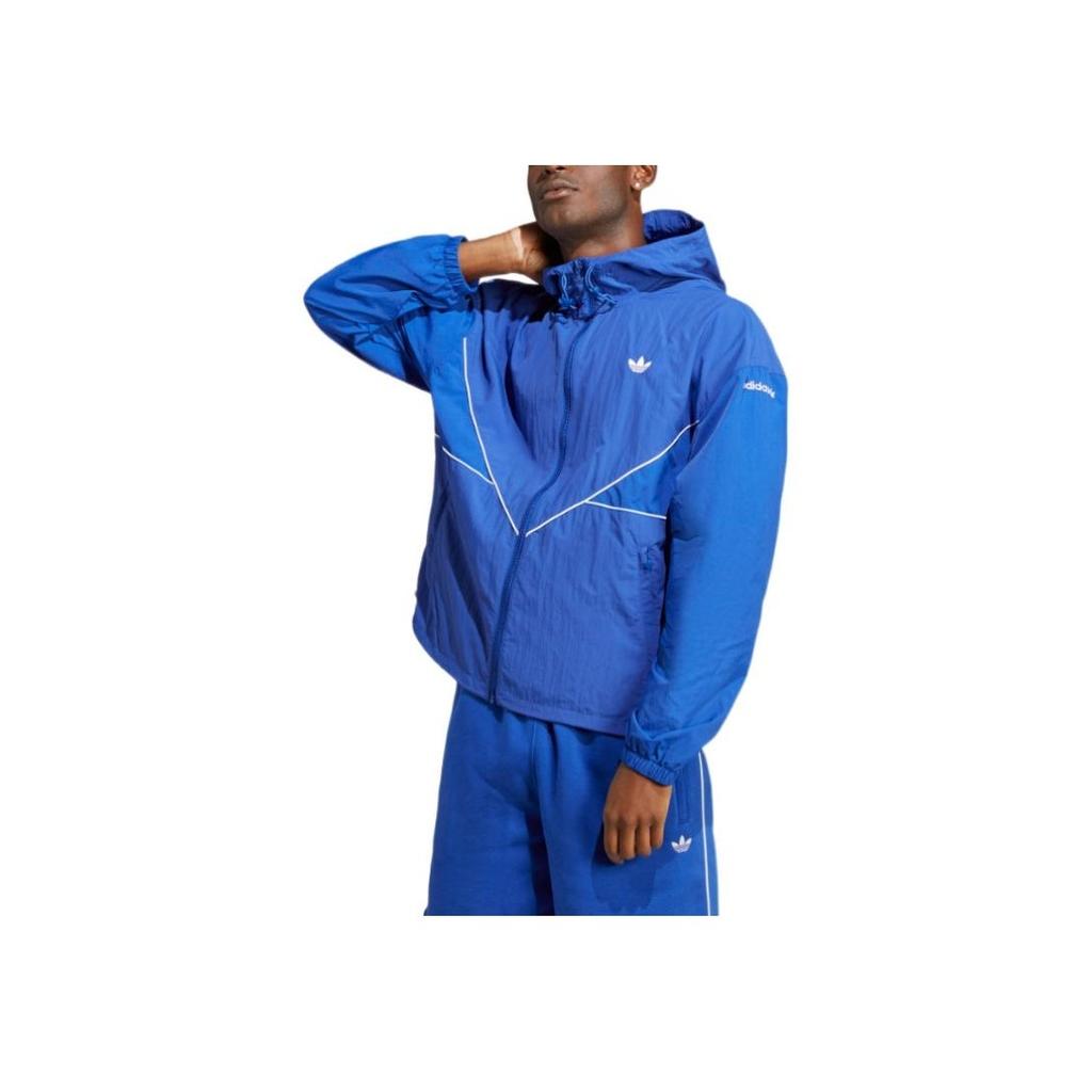 Adidas Мужская куртка Originals Solid Logo с вышитым логотипом на молнии с капюшоном, синяя HR3321