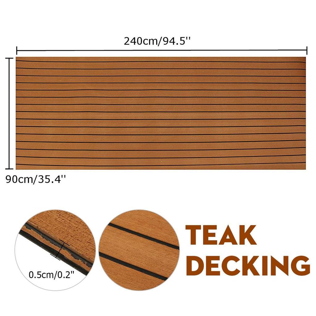 2400x900/600x5mm EVA Foam Faux Teak Boat Decking Sheet Self-Adhesive Marine Flooring Boat Deck Mat Yacht Accessories Gray Brown