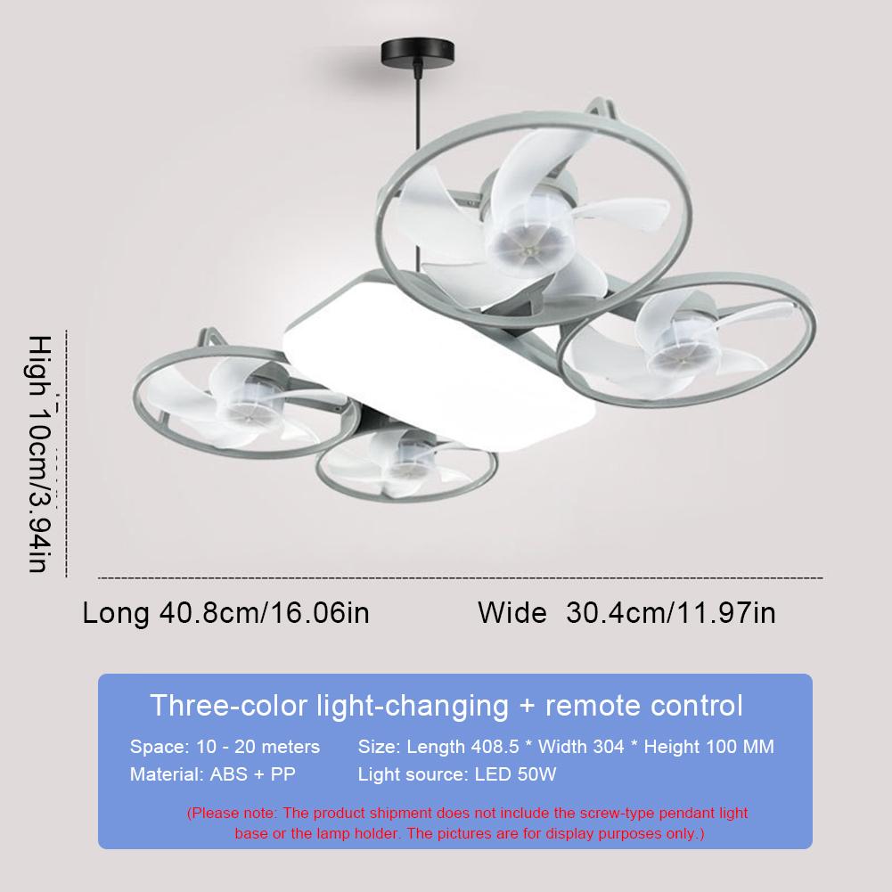 Потолочный светильник-вентилятор 2 в 1, бесшумный, 3 скорости, подвесной вентилятор с подсветкой, складной, в форме дрона, для столовой, спальни, гостиной