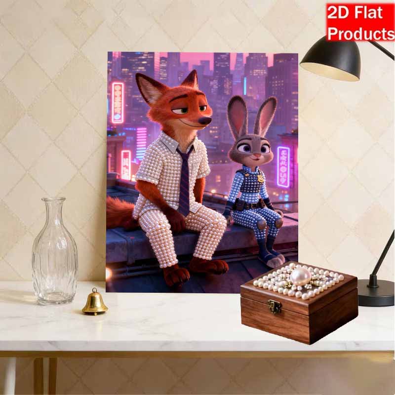 Disney DIY Pearl Painting Nick and Judy Illustrations Decorative Paintings Creative Ornaments Friends Gifts Desktop Ornaments Home Decoration