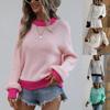 Women's Fashionable Fall/winter Sweater With Knitted Patchwork Pullover