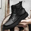 Classic High-Top Laced Walking Boots Outdoor Durable Comfortable And Casual Boots British Style Men's Genuine Leather Work Boots