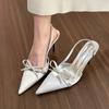 Woman Slingbacks High Heels Pumps Summer New Sexy Pointed Toe Thin High Heels Female Fashion Design Wedding Party Single Shoes