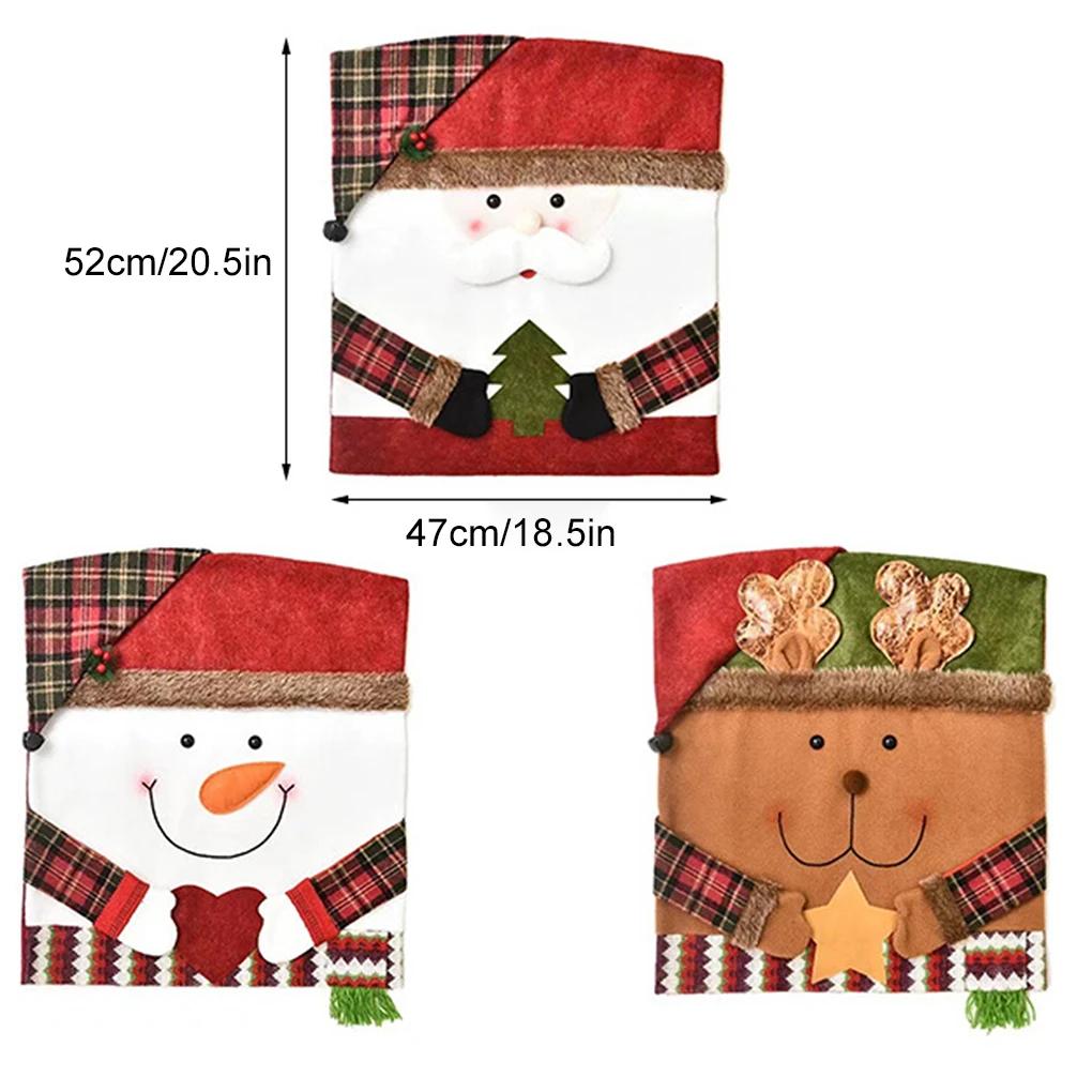 Рождественское украшение Чехол на стул Набор табуретов Чехол на стул Украшение для дома Орнамент Санта Клаус Снеговик Чехол на стул