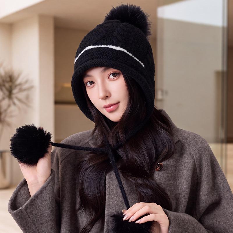 Women S Sweet Korean Style Knit Hat Earflap Pullover Warm Winter Hat