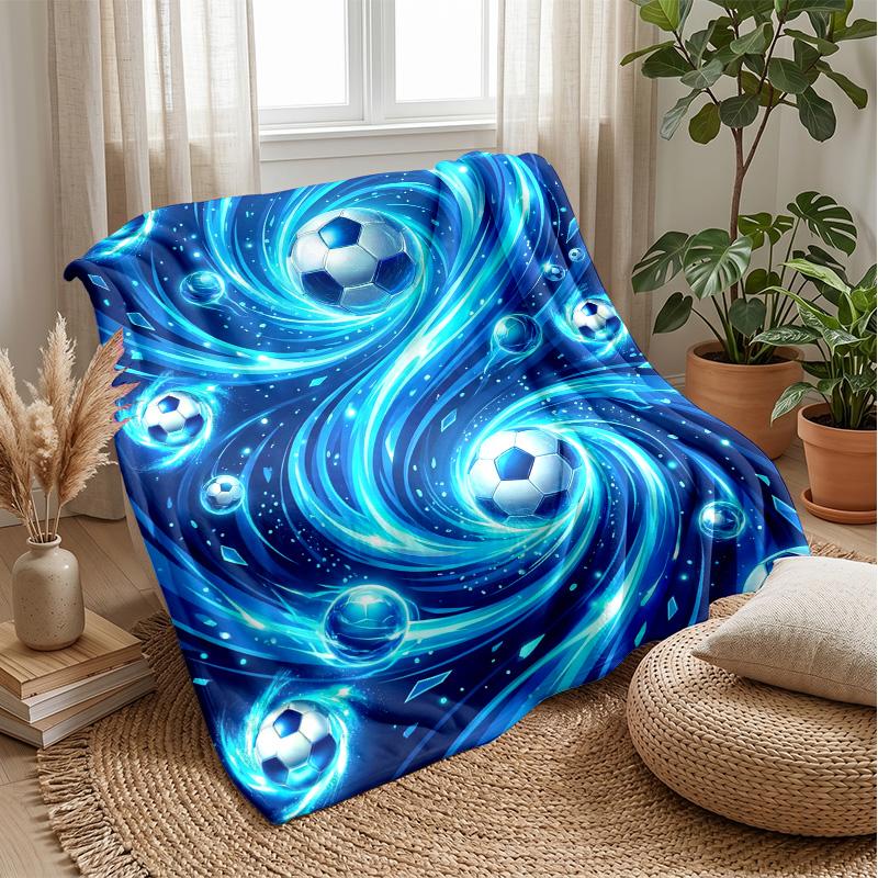 Soccer Ball Crashes Through Rocks Theme blanket Lightweight Warm Flannel Blanket Decorative Throw Blanket for Home Decoration