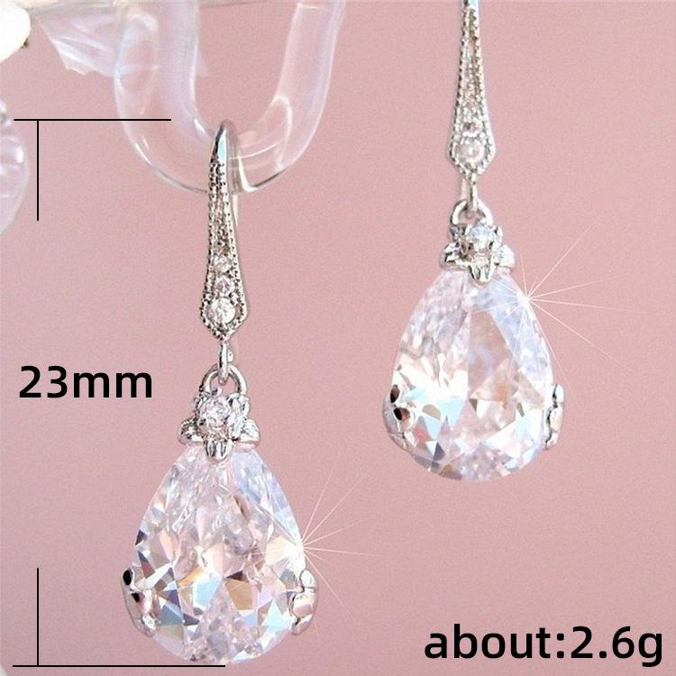 BELLA BOX New Classic Pear Shape Cubic Zircon Women Wedding Drop Earrings Silver Color High Quality Female Timeless Earring Jewelry