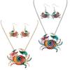 Модный весенне-летний набор ожерелья и серег в виде краба с красочной отделкой капельным маслом