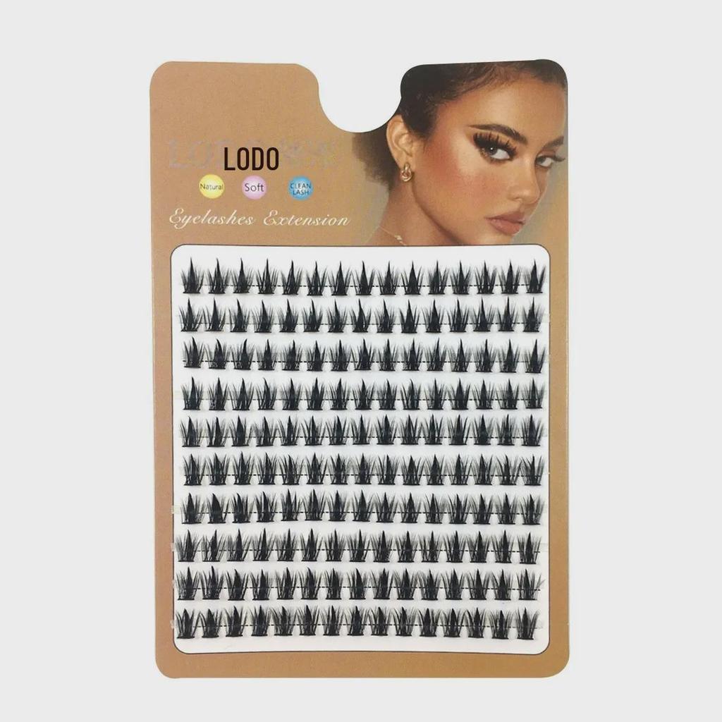 LODO Luodou Mixed-Race Faux Eyelashes - Thin Black Stem, Thick Cluster Style
