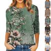 Женская модная повседневная свободная футболка с круглым вырезом и рукавами 3/4 с принтом, женский топ