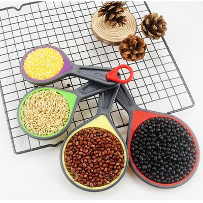 4 шт., набор мерных ложек, высокая термостойкость, удобная ручка, складная с отверстием для подвешивания, мерная ложка для выпечки, приготовления пищи, кухонная силиконовая мерная ложка