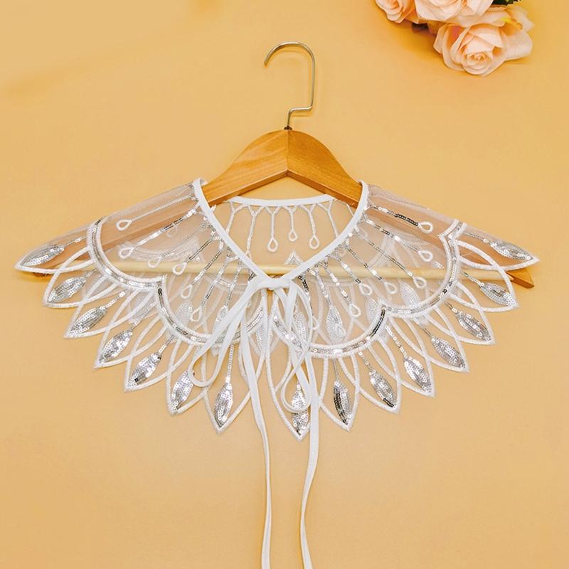 Korean Style Decorative Fake Collar Shawl Wrap Hollow Out Embroidery Sunflower Leaves Lace Necklace Vintage Short Poncho Capele
