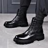 Мужские теплые кожаные ботинки Martin: Модный, высокий, с боковой молнией, повседневный универсальный стиль