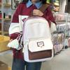 Студенческая школьная сумка для женщин, контрастный цвет, дорожный рюкзак, большой емкости для поездок на работу, компьютерный рюкзак