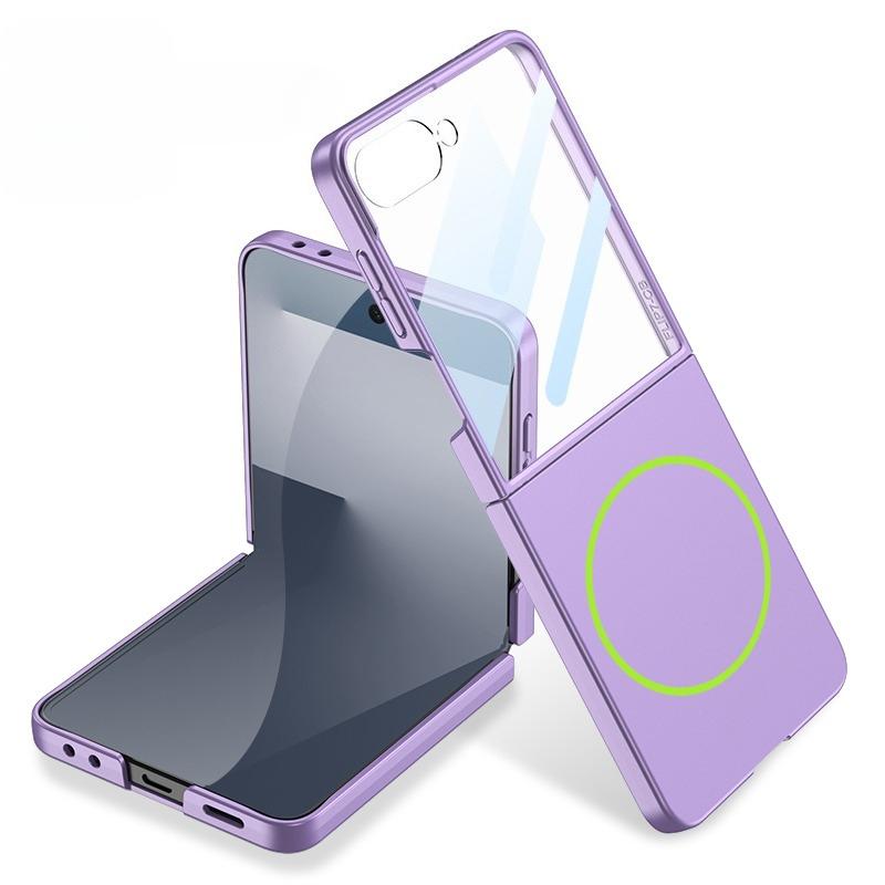 Роскошный Тонкий Матовый Чехол Magsafe для Samsung Galaxy Z Flip 7 Flip7 ZFlip7 Со Встроенной Защитой Экрана Чехол Полной Защиты