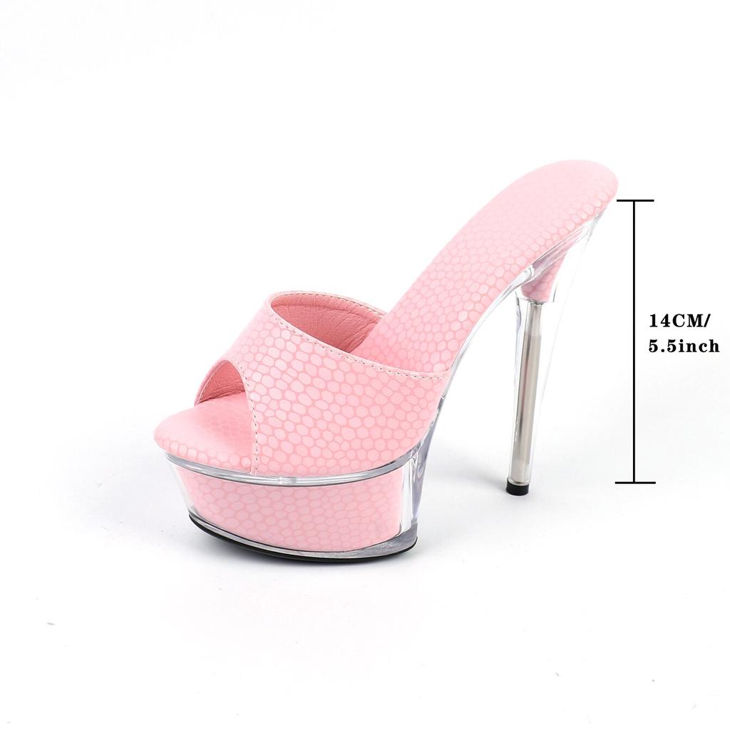 Women's Shoes Spring Clear Heels Sexy Sandals Slipper Girls Shoe for Party Club 14cm Heel 4cm Platform LFD-B3654