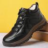 Winter New Leather Wool Men's Cotton Shoes Fleece Thickened Casual Leather Shoes First Layer Cowhide Men's Shoes Trade
