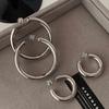 Silver Metal Hoop Earrings 2026 New Popular Style High-End Earrings Light Luxury Unisex Simple European and American Style Earrings