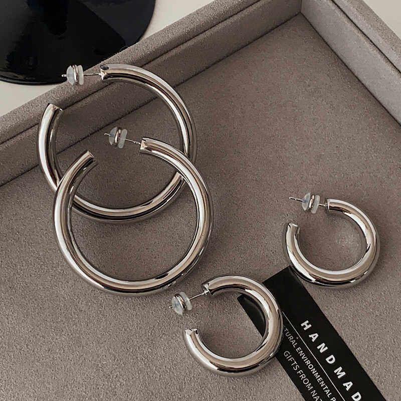 Silver Metal Hoop Earrings 2026 New Popular Style High-End Earrings Light Luxury Unisex Simple European and American Style Earrings
