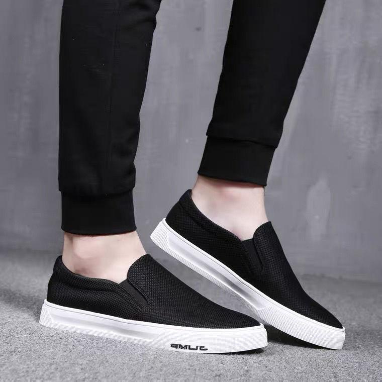 Тканевая обувь мужская на четыре сезона мужская обувь корейская версия парусиновая обувь повседневная обувь черная обувь на плоской подошве обувь на одном педале ленивая обувь