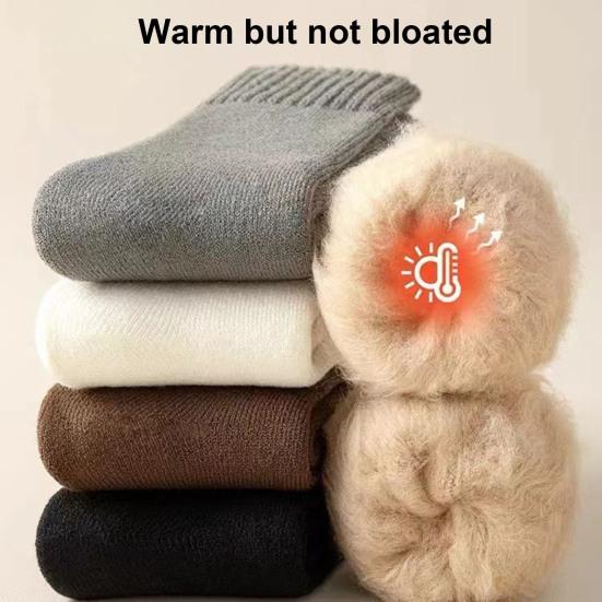 Yousheng 1 Pair Men Winter Socks Mid-tube Thick Thermal Insulation Home Bedroom Wear Floor Socks Solid Color Anti-slip Knitted Daily Wear Sport Socks
