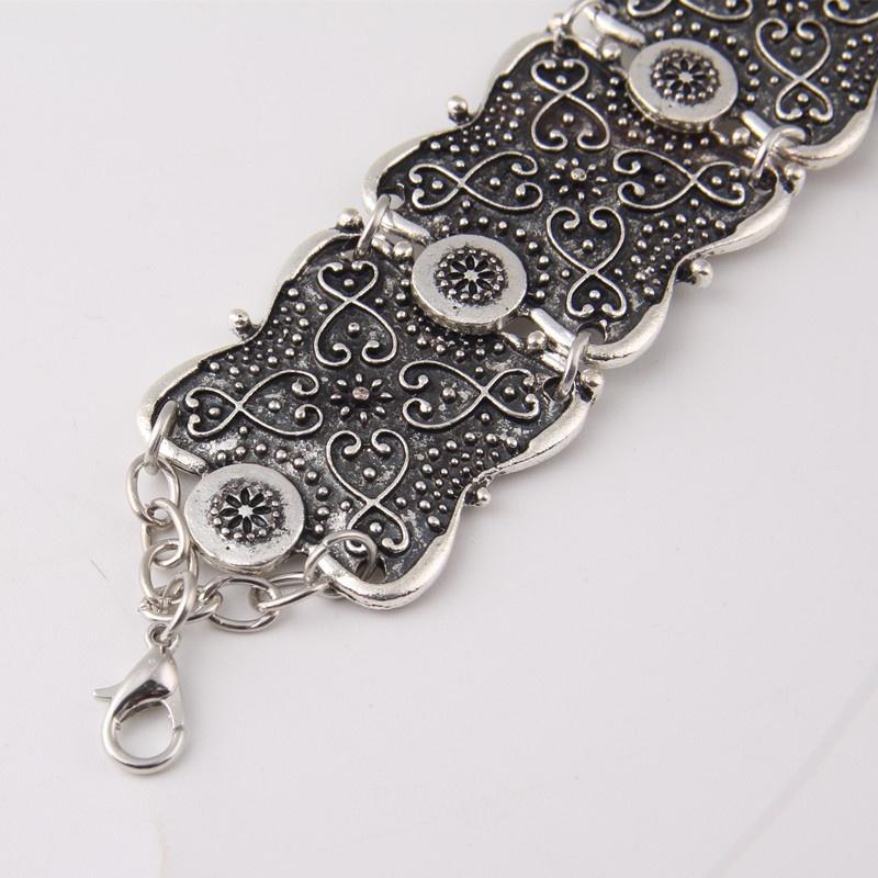 Модный Цыганский Браслет Хиппи Бохо Поп Античная Серебряная Монета Коренастый Племенной Браслет