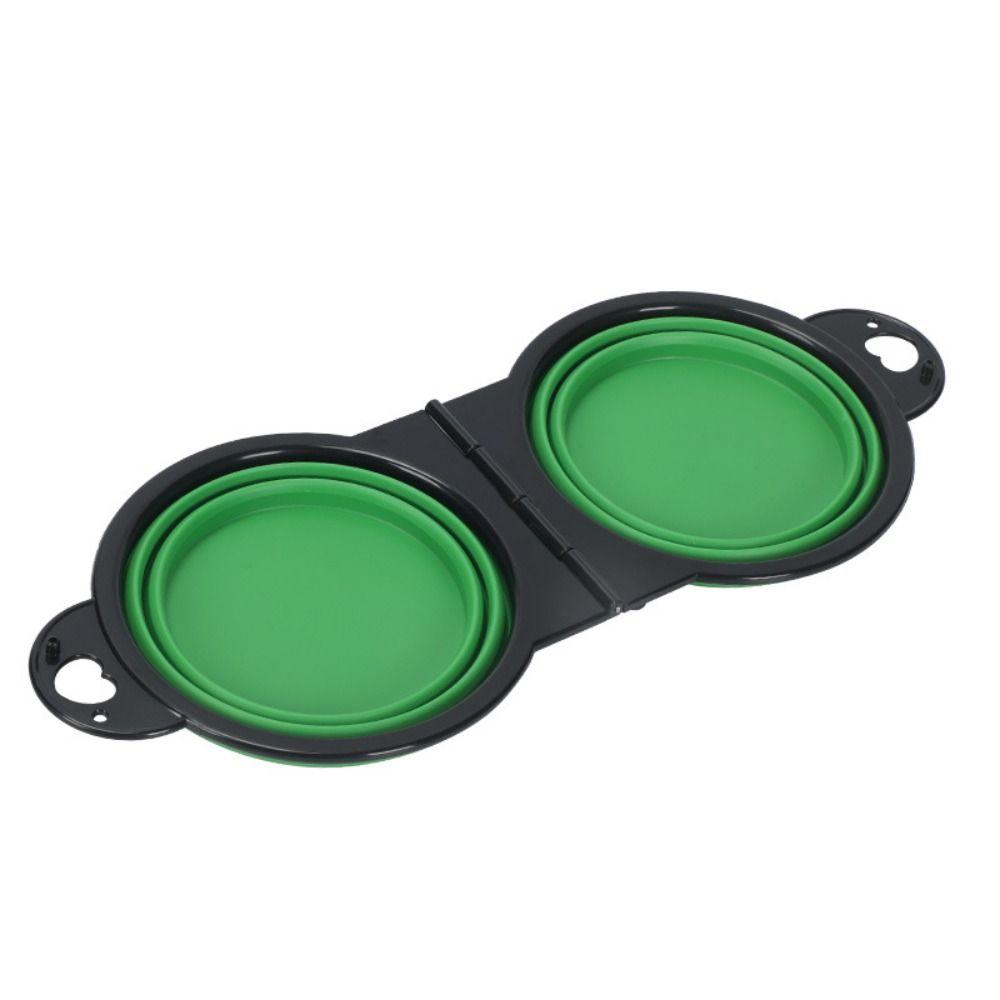 Портативная складная двойная миска для домашних животных, расширяемая миска для кормления, двойная миска для корма для собак и кошек