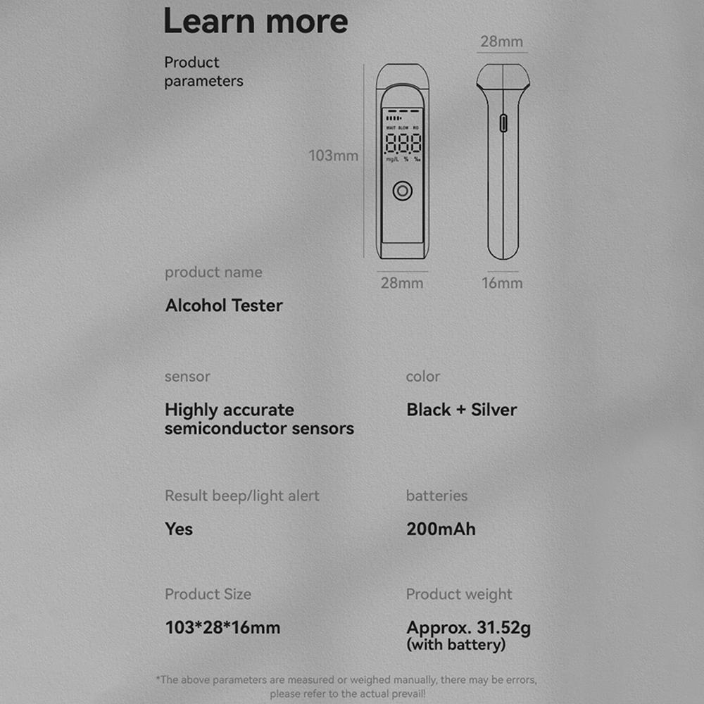 1 шт. Алкотестер Тестер алкоголя в выдыхаемом воздухе Алкотестер Алкоголиметро Цифровой детектор Перезаряжаемый Алкотестер Инструменты для проверки на алкоголь