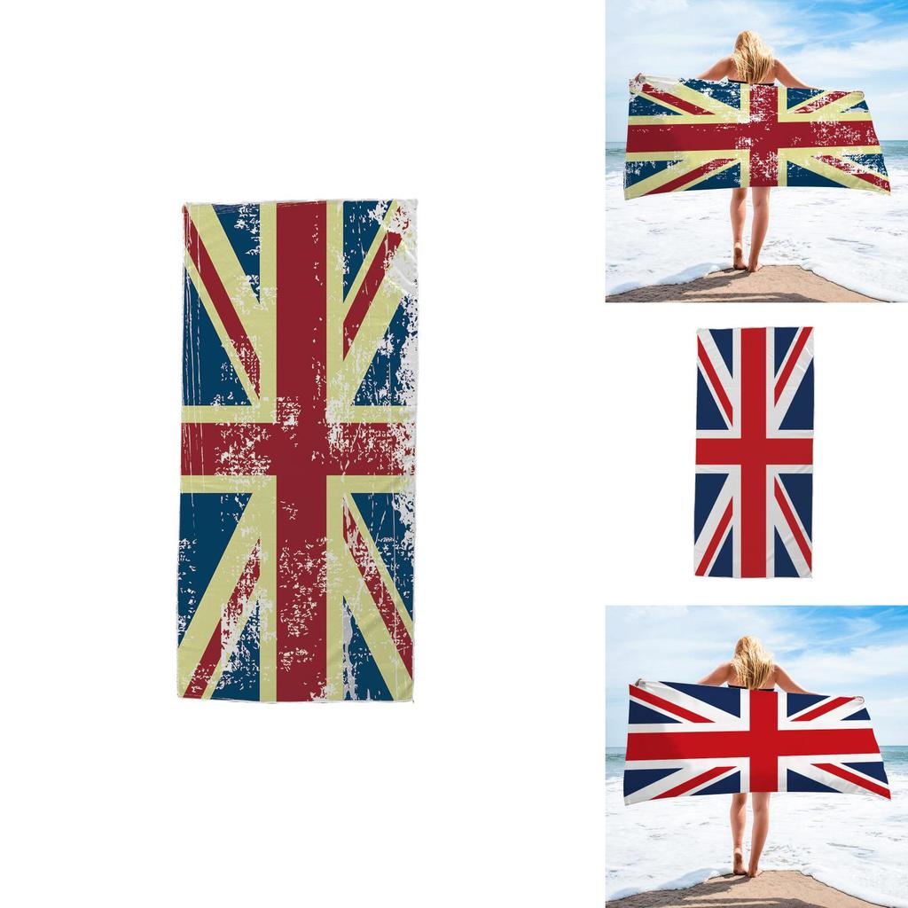 British Flag Beach Towel With Superfine Fiber Doublesided Plush For Summer Vacation And Poolside Use