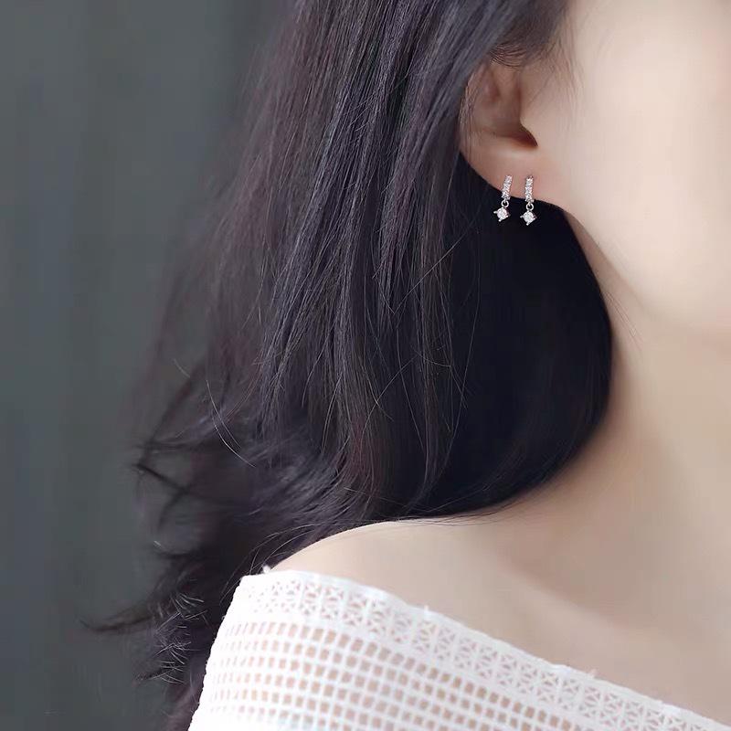 Серьги-кольца Beixi S925 из стерлингового серебра с кристаллами для женщин - Миниатюрный круглый тонкий дизайн