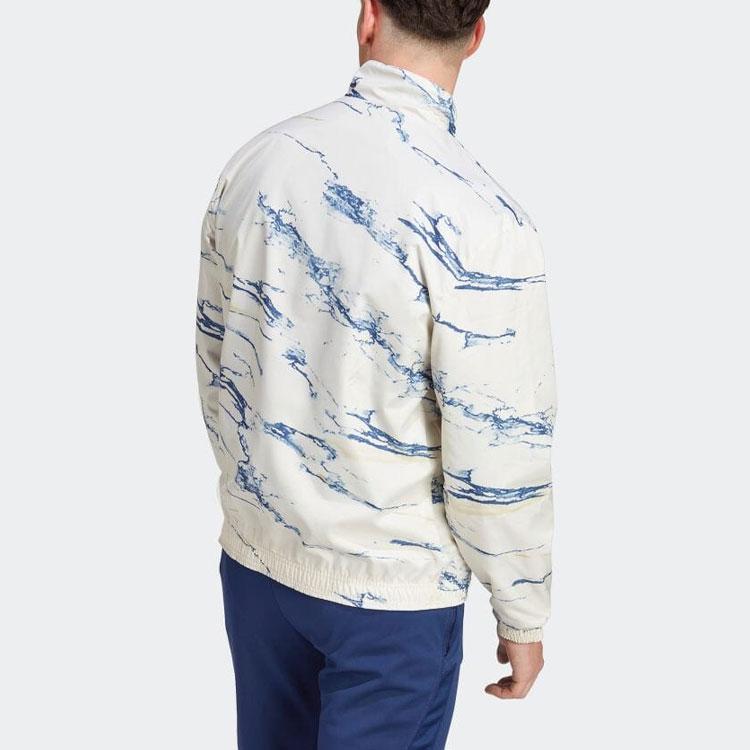 Adidas Двусторонняя куртка с капюшоном на молнии с логотипом, мужская куртка сине-белая HT2186