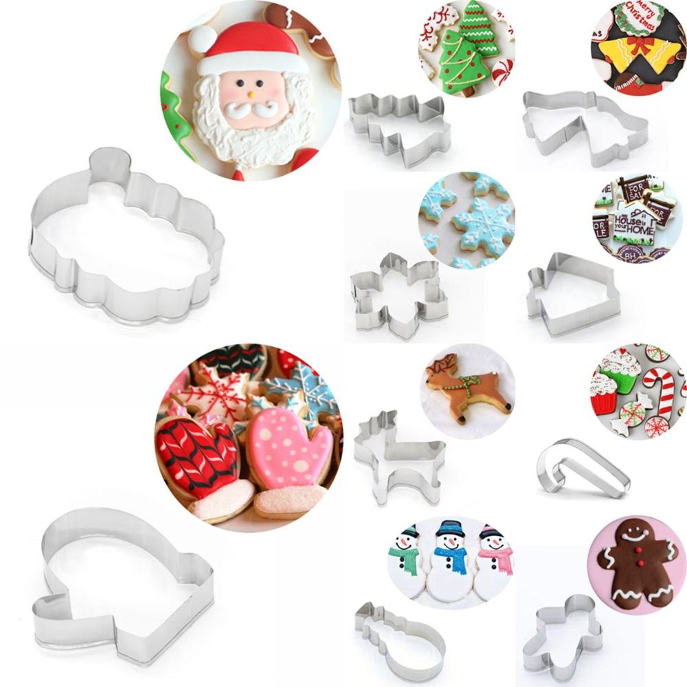 Xmas 3D DIY Kitchen Stainless Steel Baking Tools Christmas Decoration Biscuit Mold Cookie Cutters