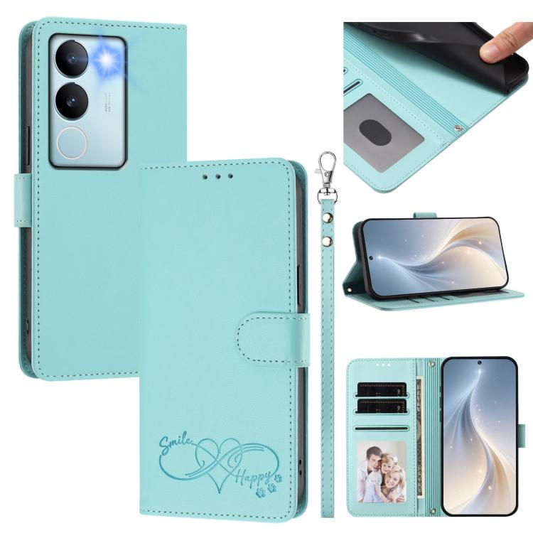 Happy Heart Pattern Magnetic Closure Vegan Leather Phone Case With Wrist Strap For vivo X200 FE