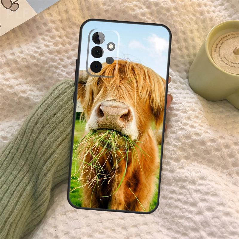 Милый чехол с шотландской коровой для Samsung Galaxy A15 A22 A52 A32 A54 A14 A16 A26 A36 A56 A55 A35 A05 A06 A53 A33 A13