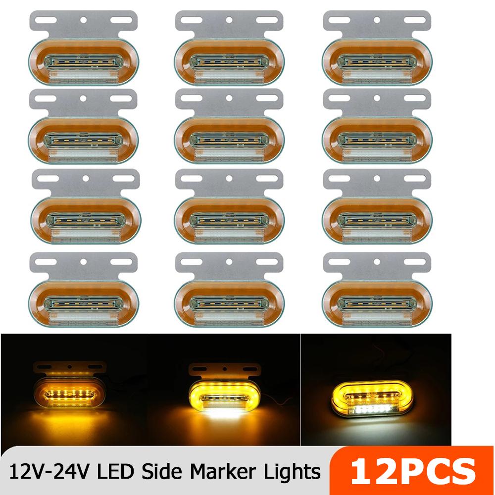 12 В-24 В светодиодные боковые габаритные огни для автомобиля, грузовика, автомобильная внешняя лампа, предупреждающий задний фонарь, 3 режима, сигнальный фонарь для прицепа, 4 шт./12 шт.