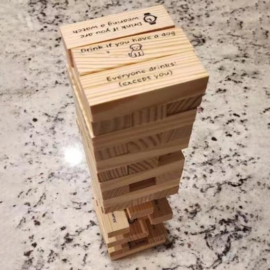 48 шт./набор строительных блоков, падающая башня, игра с напитками, деревянная многопользовательская игра для взрослых, интерактивная игра с укладкой кирпичей, реквизит для ночной вечеринки