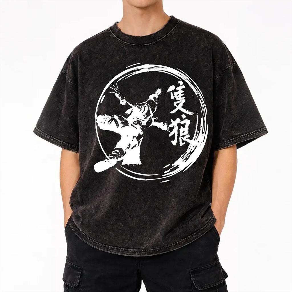 Sekiro: Shadows Die Twice Washed T Shirts Streetwear Hip Hop Novelty T-Shirts Tees for Men Women Cotton Harajuku