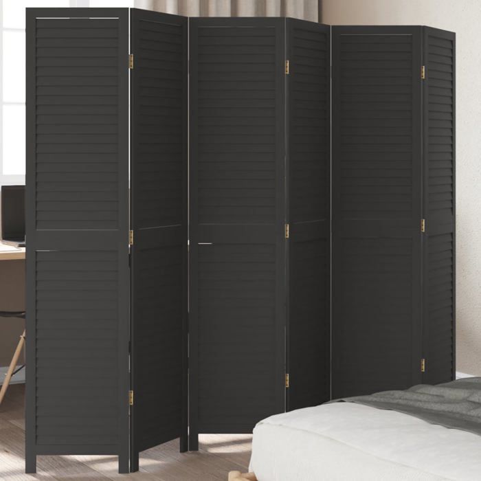 VidaXL Room Divider 6 Panels, Room Separator, Privacy Screen, Living Room Bedroom Screen, Black Wood 358858