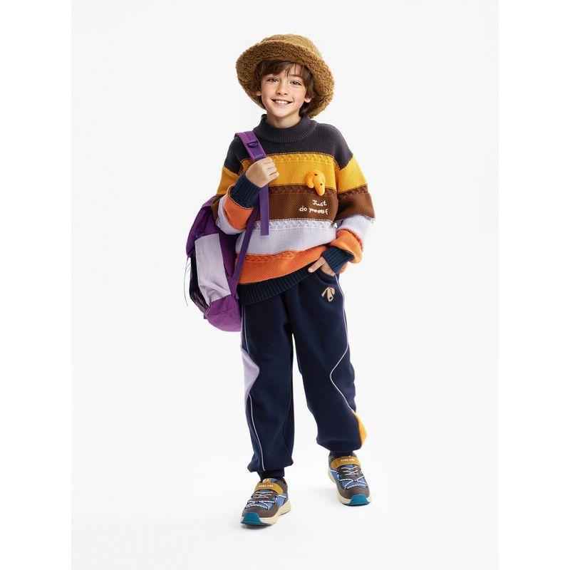 [Vip][Vip]Mqd Children's Clothing Boys' Sweater Knitwear Spring and Autumn New Style Children's Colorful Striped Half-Turtleneck Sweater